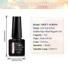 MEET ACROSS 1 Chai Sơn Móng Tay Gel Mắt Mèo Màu Hồng Nude & Vàng, 7ml Sơn Móng Tay Gel Mắt Mèo Từ Tính Hạt Thủy Tinh, Sơn Móng Tay Gel UV Bán Vĩnh Cửu Có Thể Tháo Gỡ Dùng Tại Nhà & Salon - Hồng - Xem 9
