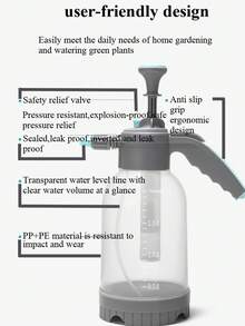 1个0.5加仑手持式花园喷雾器，2升泵式喷雾器，68盎司带安全阀的喷水瓶，可调节喷嘴，加长喷杆和备用密封圈，适用于浇水、施肥和清洁。 - 彩色 - 查看 10