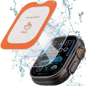 2片装防水钢化玻璃屏幕保护膜，兼容和 Ultra 49mm，自动安装，全膜覆盖 - 运动型TPU表带，圣诞节最佳屏幕保护膜