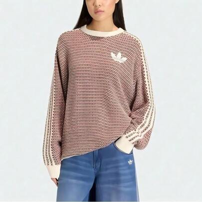 Adidas Originals 男士简约印花圆领长袖针织衫