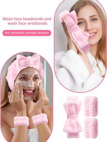 Bộ 5 món cao cấp siêu mềm mại dùng cho spa, bao gồm 1 băng đô mặt/2 băng cổ tay mặt/1 dây buộc tóc/1 bông trang điểm, thích hợp cho trang điểm, làm sạch da, chăm sóc da. Băng đô bông mềm mại như nhung, chất liệu vải khăn thấm hút tốt, dây buộc tóc bông xốp, thích hợp cho chăm sóc da, tẩy trang, tắm, dành cho phụ nữ và bé gái. - Nhiều màu - Xem 2