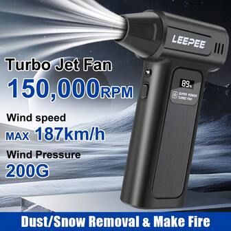 4 Gears Adjustable Cleaning Blower Tool Strong Blowing Car Accessories Electric Air Duster Violent Hair Dryer Turbo Jet Fan Snow Blowing Universal