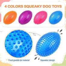 4.5 Inch Squeaky Tip Ball Dog Toy, Suitable For Medium To Large Dogs, Durable Chew Toy For Aggressive Chewers, Designed For Powerful Chewing Dogs - Large Spiked Squeaky Chew Ball, Combines Dental Training And Fetch Game, Ideal For Puppy Teething And Large/Strong Chewing Dogs - Multicolor - View 5