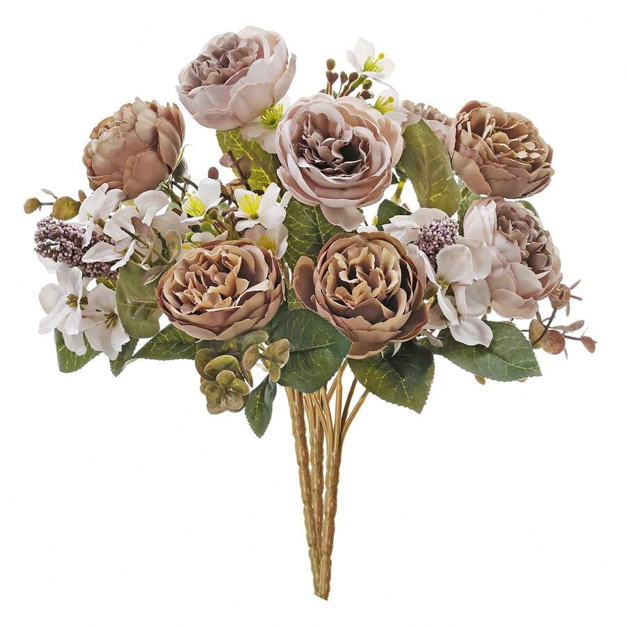 1/80PCS Artificial Flowers, Rose Bouquets, Valentine's Day Gifts, Birthday Party Decorations, Wedding Flower Baskets, Bride Holding Flowers, Home Furnishings, Dining Rooms, Bedrooms, Windowsills, Vases, Decorations, New Year Decorations, Outdoor Gardens, Start Of School Season,Wedding Decor, Wedding Flowers, Table Decoration - Brown - View 1