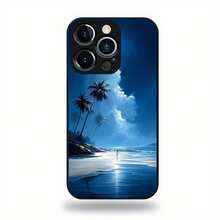 Funda de vidrio templado de diseño romántico y duradero: playa tranquila bajo la luz de la luna, palmeras en la  - funda de teléfono creativa personalizada, elegante y sencilla, anti-suciedad y a prueba de golpes, adecuada para  17/17 Pro/17 Pro Max/17 Air/ 16/16 Pro/16 Pro Max/16 Plus/ 15/15 Pro Max/15 Pro/15 Plus/ 14/14 Pro/14 Plus/14 Pro Max/ 13/13 Pro/13 Pro Max/12/12 Pro/12 Pro Max/11/11 Pro/11 Pro Max/XR/X/XS/XS Max. Es el regalo de cumpleaños perfecto para novias, novios, esposos, esposas, amigos o para uno mismo, innovador y a la moda, adecuado tanto para hombres como para mujeres. - Multicolor 2165 - Ver 9