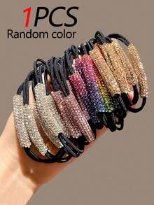 20 Peças/10 Peças Conjunto de Elásticos de Cabelo com Decoração de Strass de Duas Camadas, Acessórios de Cabelo Diários, Presentes e Adereços de Fotografia para Mulheres, Acessórios de Cabelo Femininos da Moda - Multicolorido - Visão 8