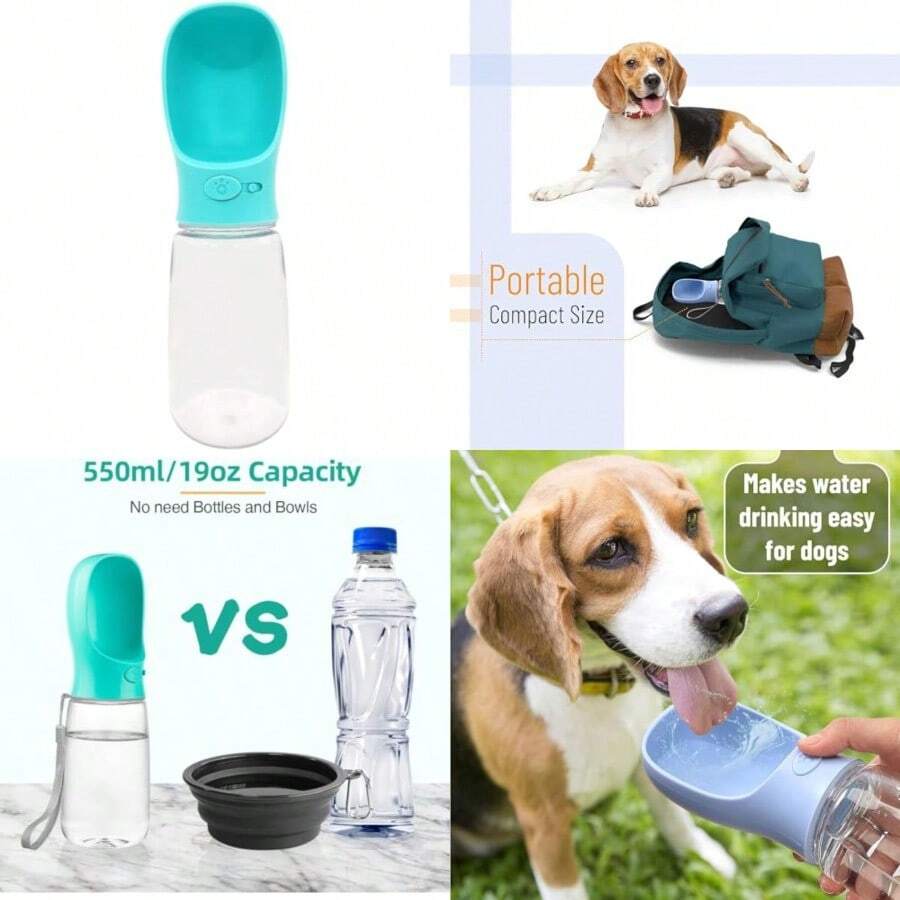 PZW Botella De Agua Portátil Para Perros Dispensador Plegable Para Caminar Senderismo Accesorios Para Cachorros Botella De Agua Para Perros Con Filtro De Carbón Activado A Prueba De Fugas Materiales3883 - Màu xanh lam - Xem 1