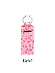 Móc khóa son dưỡng môi họa tiết da báo, móc khóa son dưỡng môi đa năng, kẹp đựng son dưỡng môi, phụ kiện túi xách nữ, quà tặng thiết thực, móc khóa son dưỡng môi họa tiết da báo, kẹp đựng son dưỡng môi, phù hợp với dây thun dệt chặt (có thể kết hợp với móc khóa bấm màu đen) - Nhiều màu - Xem 13