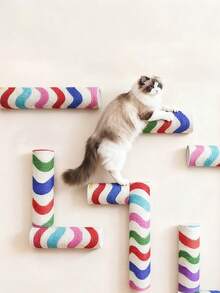 Cat Toys, Interactive Cat Toys, Cat Scratch Pad Stickers, Cat Climbing Frame, Wall-Mounted Cat Scratch Post, Jumping Platform, Anti-Scratch Cat Toys, Wall Stickers, Cat Climbing Pole - Multicolor - View 9