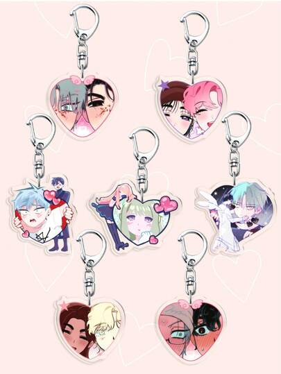 1个可爱心形情侣外星人舞台亚克力钥匙扣摇滚乐队系列&伊万·蒂尔卡通人物风格主题包包挂饰、背包装饰品、汽车配件可爱哥特Y2K