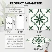 MORCART 20-Piece Peel-And-Stick Floor Tiles, 7.8" X 7.8" Vinyl Flooring, Waterproof And Removable. DIY Flooring Suitable For Bathrooms, Kitchens, Fireplaces, Pet Houses, Stairs, Bedrooms, And Walls.(Green) - 綠色 - 查看 12
