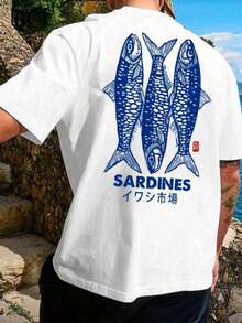 Basic Cotton T-Shirt Unisex Casual Comfortable Streetwear Fashion SARDINES - 白色 - 查看 3