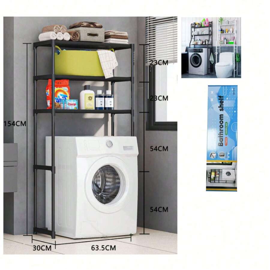 A No-Drill Bathroom/Bathroom Washing Machine/Toilet Shelf For Storage.