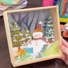 1个7.87英寸镂空木质3D相框，DIY立体展示架，亚克力抛光表面，适用于干花、DIY艺术照片、特殊场合、家居及办公装饰、照片及花卉摆设