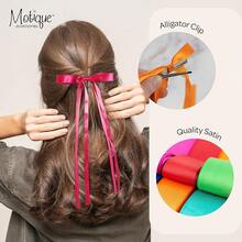 Women's Satin Hair Bows, Set Of 3, 1 Hair Clip With Long Tails, 2 Hair Bows With Short Tails (Mauve),Mauve - 淡紫色 - 查看 6