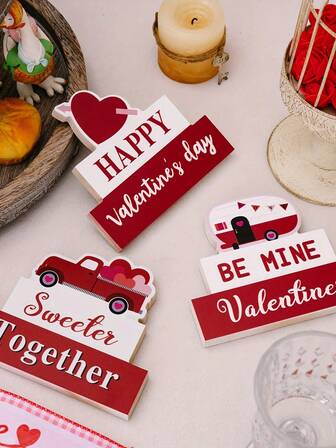 1 pieza Artículo decorativo de tres capas para el Día de San Valentín, artesanía de decoración del hogar de madera, decoración de mesa y comedor para el ambiente del Día de San Valentín, adecuado para decoración de habitaciones, regalos del Día de San Valentín, decoración del Día de San Valentín, fiestas del Día de San Valentín