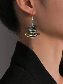 亚克力创意趣味圣诞小鸡耳环，带铃铛，圣诞动物耳环 - 彩色 - 查看 3