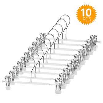 10 st halkfria byxklämmor, platsbesparande garderobsorganisatör lämplig för jeans, kjolar etc.