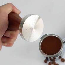 51mm/53mm/58mm Aluminum Espresso Coffee Tamper Coffee Powder Distributor Leveler Tool Press Hammer Solid Wood Black Plastic Handle