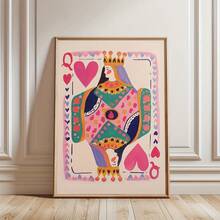 Tranh treo tường Nữ hoàng Đỏ, tranh phong cách tối giản hiện đại hình quân bài, các màu hồng nhạt, xanh lá cây, xanh dương, tím, vàng, đen, trắng, đỏ, nâu - Phù hợp với trang trí theo phong cách sinh viên, phòng khách, phòng ngủ, ký túc xá - Tranh canvas dọc, không cần khung - Quà tặng ngày Valentine, sinh nhật, tân gia - Trang trí Nữ hoàng Đỏ - Nhiều màu - Xem 13