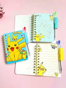 1/2/3pcs Official Pikachu Spiral Notebook & Pen Set, Cute Pokemon School Supplies Gift For Students, Kids, Fans - Multicolor - View 7
