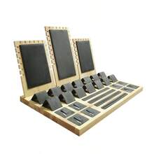 Bamboo And Wood Jewelry Display Stand Velvet PU Leather Ring Stud Necklace Pendant Bracelet Storage And Display Stand - Bamboo and Wood Set - View 6