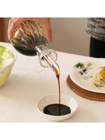 耐热玻璃油瓶，带吸嘴，圆条纹图案，易于灌装，可放入冰箱，不含PVC，适用于烹饪、烘焙、沙拉、烧烤——厨房必备，厨房油瓶