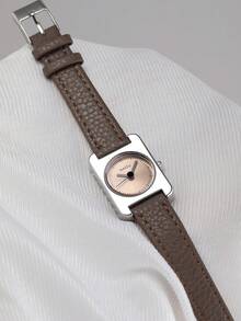 1pc Women's Retro Casual Minimalist Elegant Leather Strap Quartz Watch, Suitable For Daily Wear