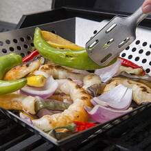 Grill Basket- Stainless Steel Grilling Basket For Indoor And Outdoor Use, Heavy Duty Vegetables Grill Basket For Veggies And Kabob, Suitable For All Grills, Dishwasher ,Silver - 銀色 - 查看 9