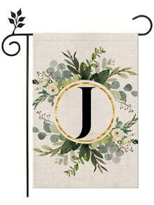 1 Piece/Linen Letter Flower Garden Flag 12x18 Inches Double-Sided Family Surname Letter Courtyard Flag, Suitable; Birthday, Theme Party Outdoor Garden Decoration, Autumn Garden Flag, Halloween Garden Flag, Christmas Garden Flag, Autumn, Halloween, Christmas Decoration - 彩色 - 查看 13