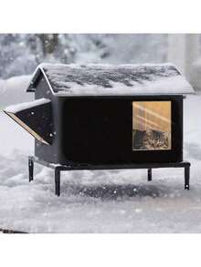 1pc Waterproof Oxford Cloth Sponge Extra Large Cat Bed With Stand, Isolates Ground Moisture, Warm In Winter, Foldable And Portable Outdoor Cat/Dog House, Extra Large Insulated Cat Shelter For Stray Cats - one-size - View 3