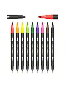 9-Color Food Coloring Pens, Double-Ended Design With Thick And Thin Tips, Suitable For Cookie Decorating, Fondant, Icing, Painting, Baking, And More - Multicolor - View 20