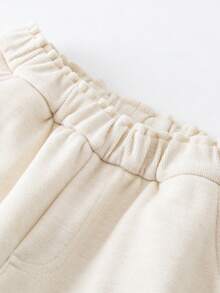 mini bala Girls Fleece Lined Pants Winter 2025, Cozy Warm Soft Cute Style - Light Khaki - View 6