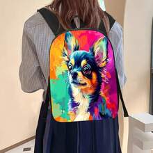 1pc, Cartoon Style Dog Backpack, Large Capacity 17inch Casual Backpack With Water Bottle Holder - Lightweight And Durable School Backpack, Autumn Gift, Autumn Home Decoration, Unisex Work Commute Travel Picnic Holiday Birthday Gift, Adjustable Shoulder Straps, Bright Printed Pattern, Suitable For School Backpack, Unique Gift For Family And Friends, Halloween, Father's Day, Christmas, Thanksgiving - Mixed Colors - View 6