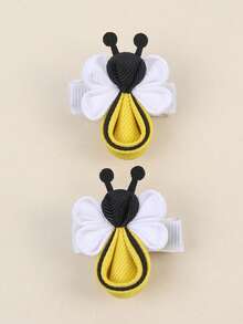 2入組/袋 可愛小蜜蜂髮夾/頭帶/女童髮飾，適用於春季