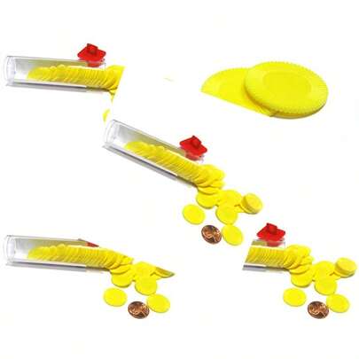 Set Of 50 7/8" Easy Stacking Plastic Mini Playing Poker Chips - Yellow