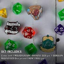 - Juego de 3 alfileres de esmalte duro para juegos de rol de fantasía D20 regalo para amantes de TTRPG y maestro de mazmorras - como en la foto - Ver 2