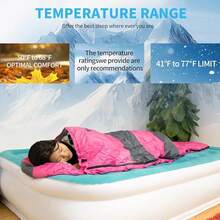 Sleeping Bags, Camping Sleeping Bag For Adults, 3 Season Warm & Cool Weather, Lightweight Waterproof Sleeping Bags For Indoor Outdoor Camping Traveling BackpacFKing, Pink/Blue/Black,3.97lb/Blue - 3.97磅/藍色 - 查看 7