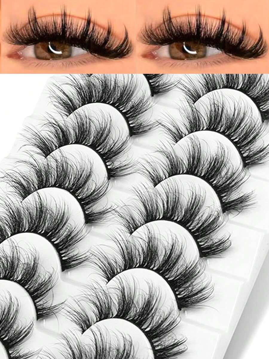 10 pares de pestañas postizas de ojo de gato natural, pestañas postizas artificiales 3D esponjosas, pestañas postizas 3D suaves y vaporosas adecuadas para varias ocasiones de cosplay y cómics