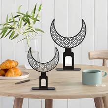 1pc Acrylic Arabic Style Crescent Moon Tabletop Decor, Islamic Themed Home Decor, Black Printed Moon Shape Ornament For Study, Dining Room, Office Desk, Suitable For Home Decor, Festivals, Birthdays, Auspicious Days Gifts - Black - View 6
