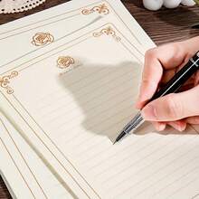 50 Sheets A5 Thick Smooth Writing Paper Golden Vintage Rose Design-Luxury Blank Letter Stationery For Calligraphy, Journaling, Love Letters, Office, Compatible -Blank Note Paper , Ideal For Confessions, Blessings, And Personal Correspondence - Multicolor - View 3