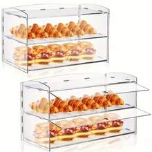 Double-Layer Flip-Top Acrylic Bread Display Cabinet, Commercial And Household Kitchen Reusable Square Pastry Cabinet.Lower Shelf Can Hold Donuts, Cupcakes, Bread, And Fruits.It Is Dust-Proof, Scratch-Resistant, Easy To Clean, And Can Be Used Countertop Storage. - 1 - 查看 5