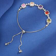 A Freely Adjustable Minimalist Style Micro-Inlaid Zirconia Delicate Bracelet With A Light Luxury Elegant Design, Perfect For Everyday Layering As A Delicate Gift - 2 - View 2