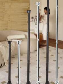 Extra Long Stainless Steel Adjustable Tension Curtain Rod, No Drilling Required For Installation, Suitable For Bathroom, Wardrobe, Laundry Drying - Silver - View 8