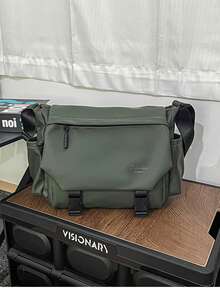 New Men's Cargo-Style Messenger Bag, Wear-Resistant Canvas With Large Capacity, Convertible For Shoulder & Crossbody, Japanese & Ins, High-Level Look, Versatile For Commuting, Travel, School, Students & Casual Outings.