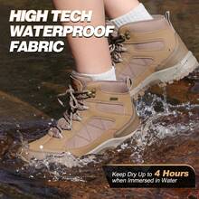 Womens Hiking Boots Waterproof Hiking Boots Womens Non-Slip Hiking Shoes Backpacking Boots All Day Walking Boots Outdoor - Khaki - View 3