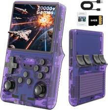 R36S Retro Handheld Games Console, 20,000+ Classic Games Portable Pocket Video Player With 3.5 Inch HD Screen, 64G TF Card, Open Source Linux System Screen For Teens And Adults (Purple 64G) - Purple 64g - View 9