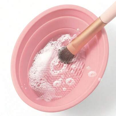 Silicone Makeup Brush Cleaning Bowl Foldable Brush Cleaning Pad For Cleaning & Drying Makeup Tools Portable Make Up Brush Cleaner Reusable Dry Cleaning Box For Women Beauty Enthusiasts For Brushes Powder Puffs And Sponges Makeup Brush Cleaning Mat Makeup Accessory Vanity Accessories Home Travel Essential