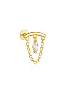1Pc Chain Pendant 925 Sterling Silver Earring For Women Piercing Stud Earring Minimalist Suitable For Wedding Bridal Jewelry Fine Jewelry - Gold - View 17