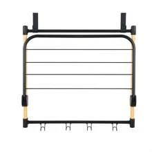 ZYLX SHOPPING – Tendedero de Puerta de Metal y Bambú | 2 Tamaños (40 cm y 95 cm) | Estante Colgante con Baldas y Ganchos - 1 nivel - Ver 2